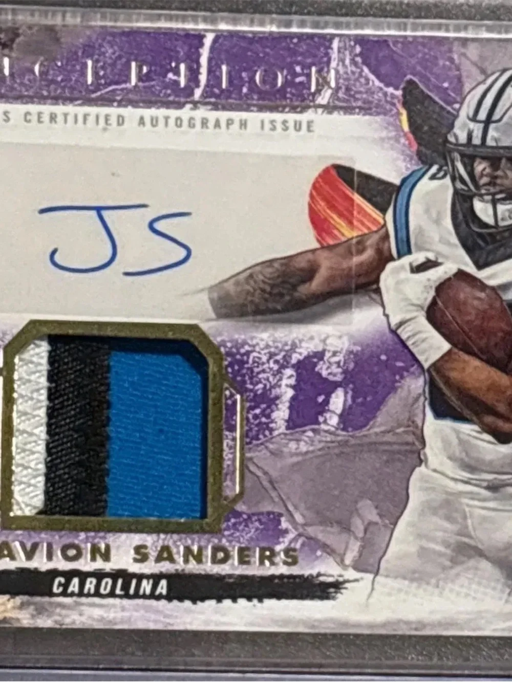 Topps Inception Ja’Tavion Sanders Rookie Football Card - Mem - Auto - LE 27/50